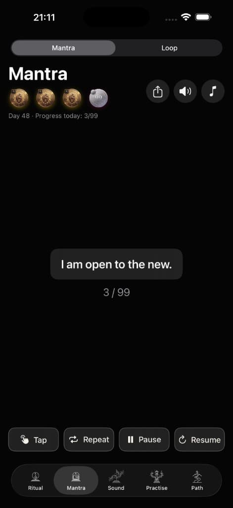 Rituel Digital Mantra screen